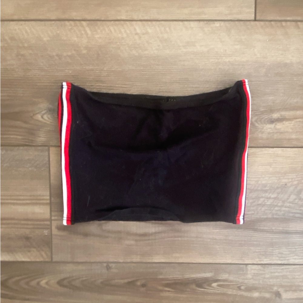 Stylish Black Crop Top with Red Accents